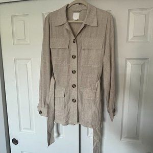 H&M Safari Utility Linen Lightweight Belted Jacket